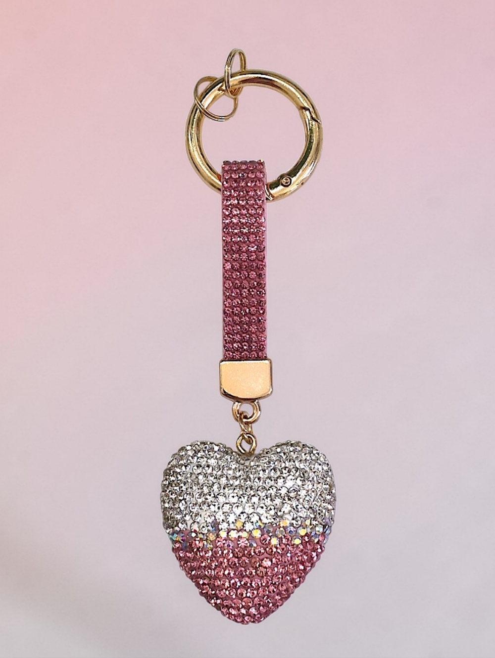 Puffy Heart Bag Charm / Keychain - Pink